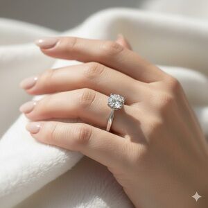 NWT 2ct 6 Prong Moissanite Solitaire Ring  in 925 Sterling Silver, Size 8.5